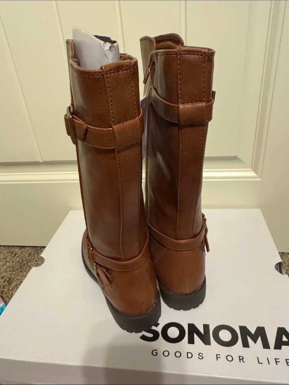 Sonoma Cognac Tall Heeled Riding Boots with Ankle Strap